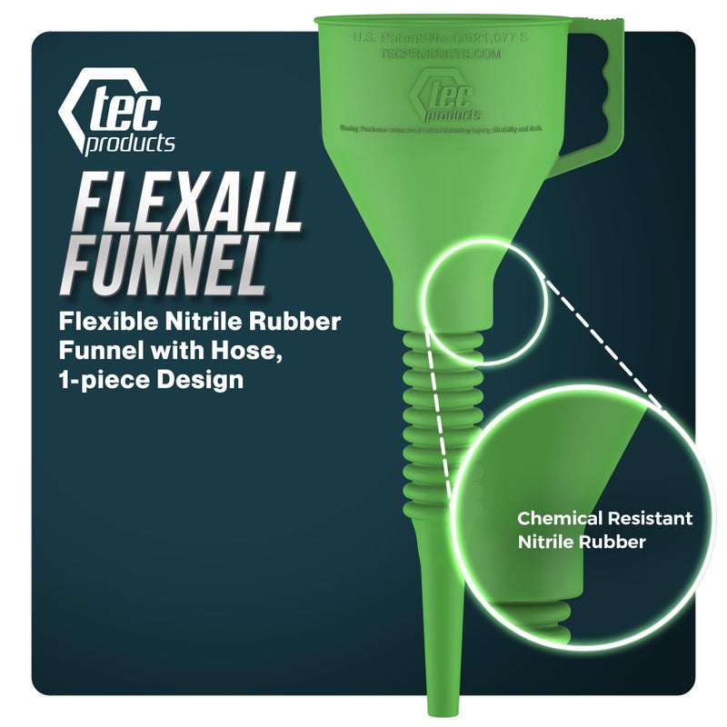 TEC Products FlexAll Funnel - Long Flexible Funnel with Hose for Automotive Use - Nitrile Rubber Funnel with Handle for Oil Change and Transmission Fluid - Gas  Diesel  Oil Funnel for Cars - Image 2